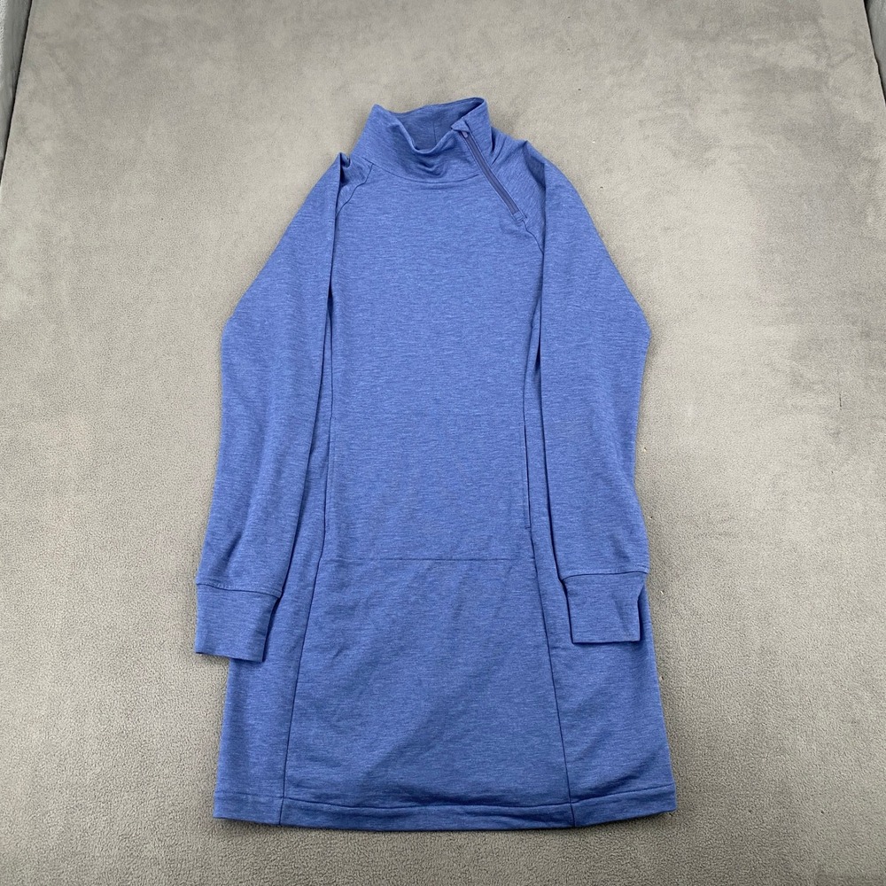 Title Nine Blue Heathered Mock Neck Side Zip Athletic Dress Small RN 121896